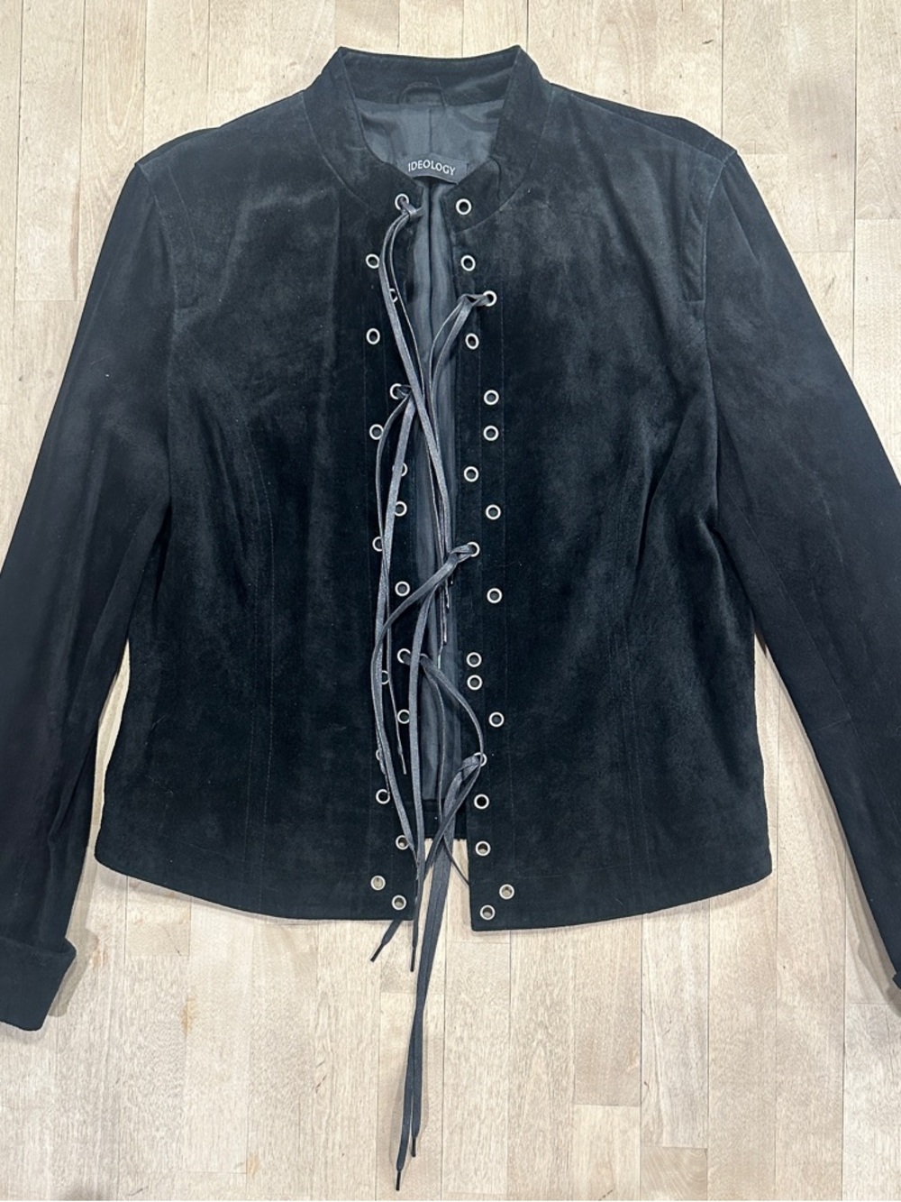 Ideology Black Suede Lace-Up Front Jacket